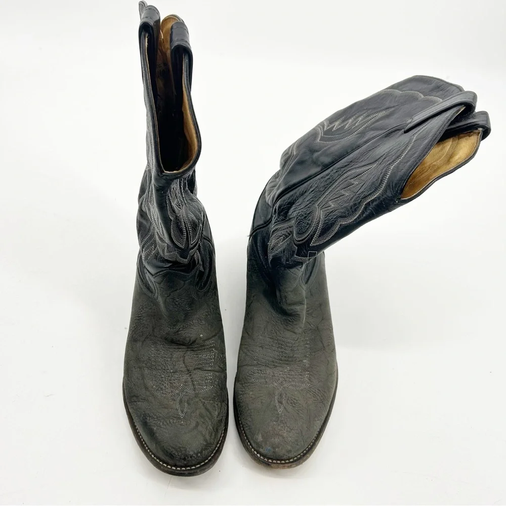 Tony Lama Vintage Rough Out Leather Cowboy Western Boots Size‎ 10.5D